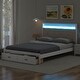 preview thumbnail 3 of 10, Queen Platform Bed with Upholstered LED Headboard & 2-Storage Drawers, Antique White