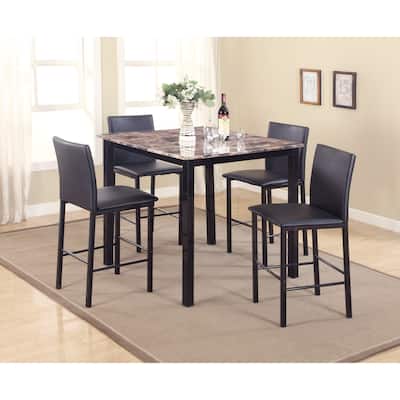 5 Piece Dining Table Set for 4, Breakfast Nook Table Set with 4 Counter Height Metal Chairs, for Apartment, Restaurant
