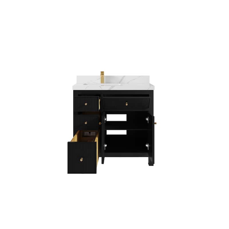 Willow Collections 36 in W x 22 in D Sonoma Left Offset Free Standing Reeded Bathroom Vanity with Countertop