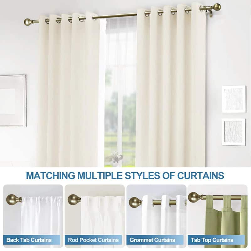 Mordern Round Ball Adjustable Curtain Rod with Curtain Rings
