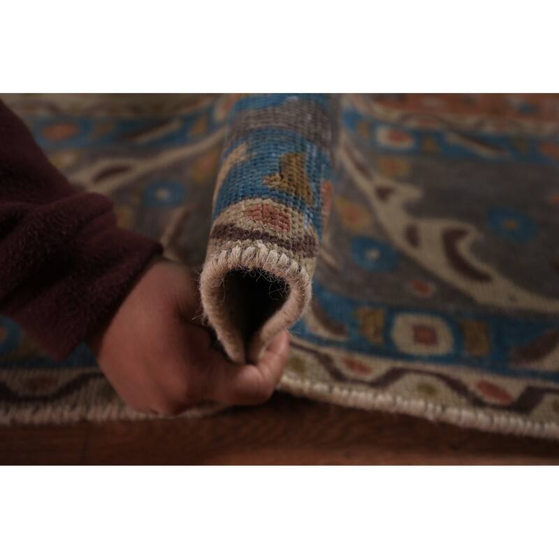 Overdyed Gray Tabriz Persian Vintage Area Rug Handmade Wool Carpet - 9'8" x 12'7"