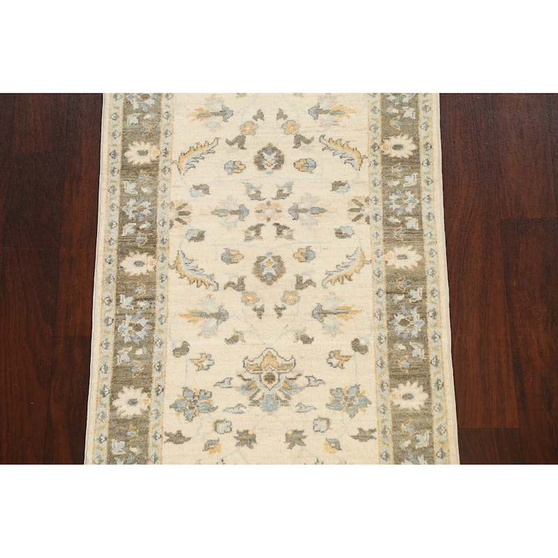 Floral Vegetable Dye Peshawar Chobi Oriental Runner Rug Hand-knotted - 2'7" x 10'0"