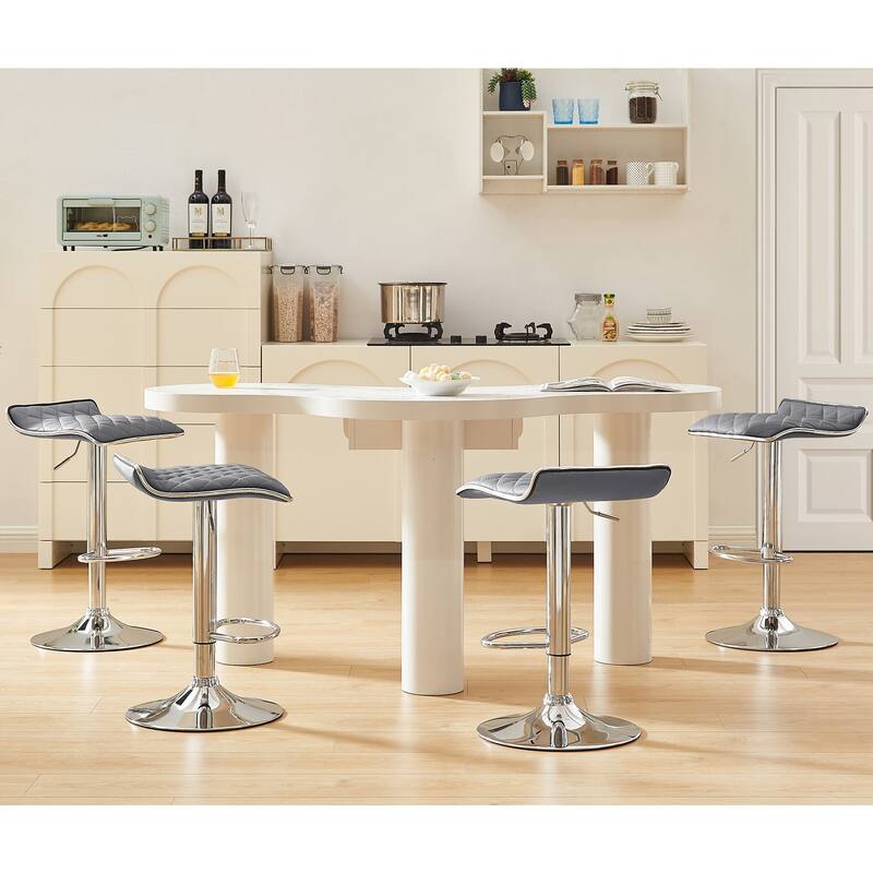 VECELO Barstools Adjustable Height Faux Leather Backless Modern Swivel Bar Stools (Set of 2)-Five colors