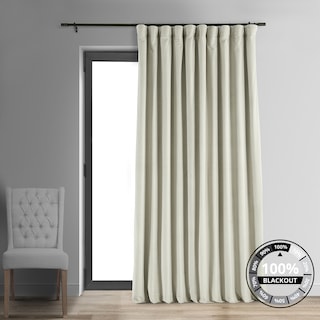 Exclusive Fabrics Extra Wide Velvet Off White Blackout Curtain (1 Panel) - Luxurious Blackout Drapery for Enhanced Privacy