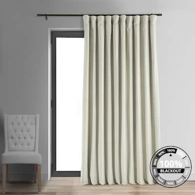 Exclusive Fabrics Extra Wide Velvet Off White Blackout Curtain (1 Panel) - Luxurious Blackout Drapery for Enhanced Privacy