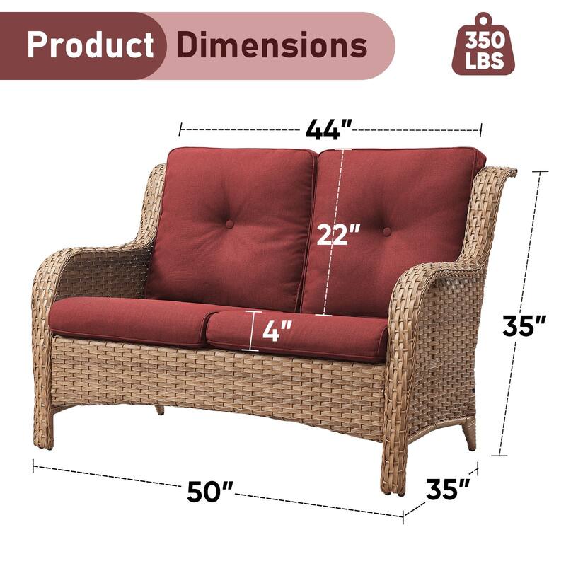 Outdoor Loveseat Sofa 2-Seat Sofa Yellow-Red - Yellow