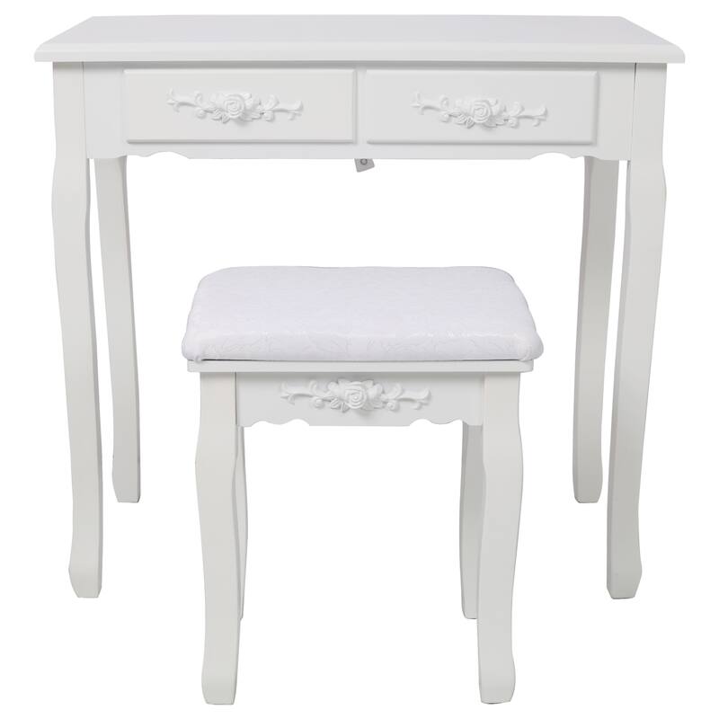 Lighted Princess Vanity Table Set with Mirror & Stool, 4 Drawers & Adjustable LED Light Modes