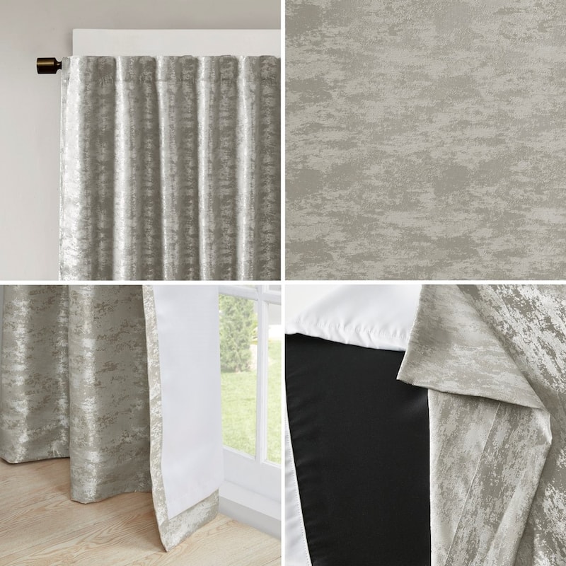 Jacquard Lined Total Blackout Rod Pocket/Back Tab Curtain Panel(Only 1 Pc Panel)