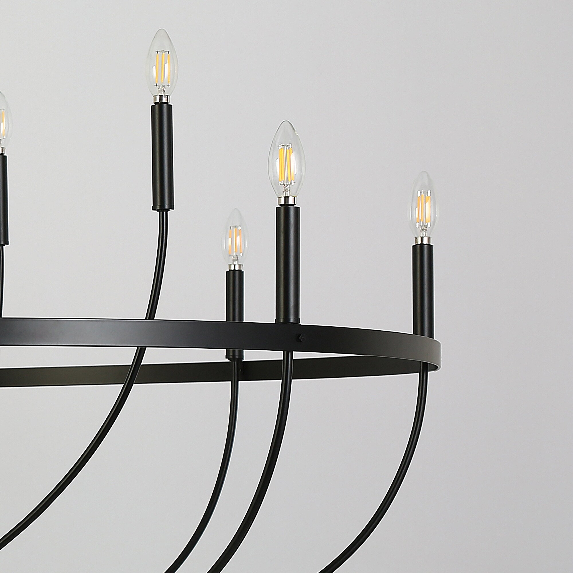 38灯 GRINDLODGE LAFAYETTE LALUZ Modern Farmhouse 12-Light Black Wheel Chandelier Classic