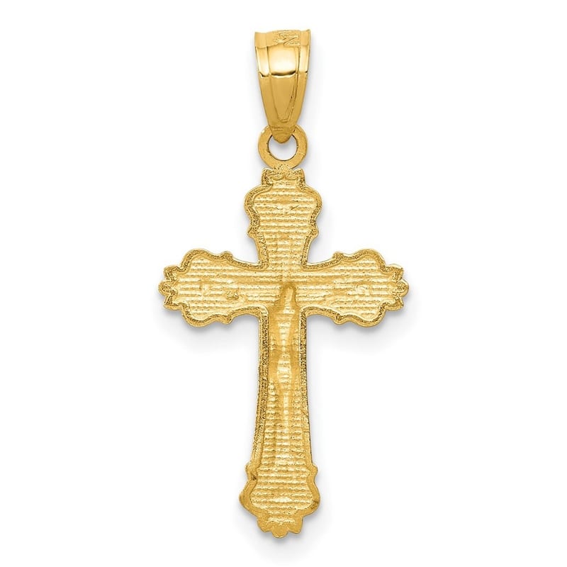 Curata 14k Yellow Gold Solid 18" Sparkle Cut Crucifix Pendant Necklace - 19x12mm
