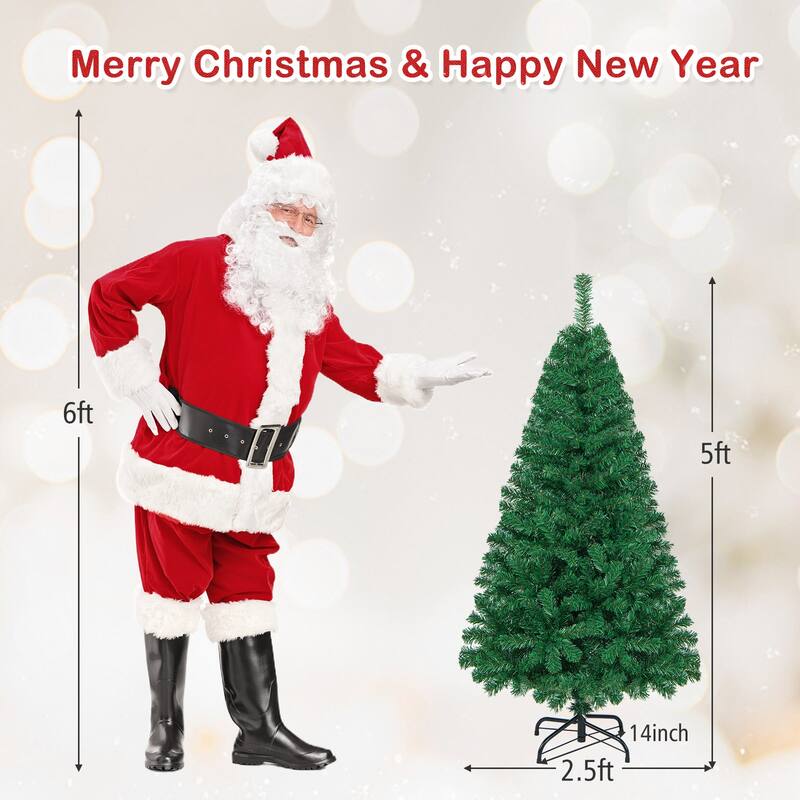 5 Feet Artificial PVC Hinged Christmas Tree with Solid Metal Stand