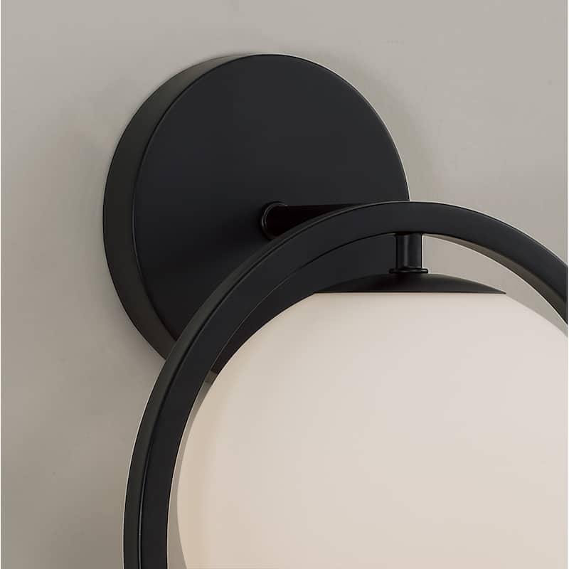 9.5" W X 12" H 1-Light Circle Sconce with Soft White Glass - 9.5"W x 11.5"H x 8"E
