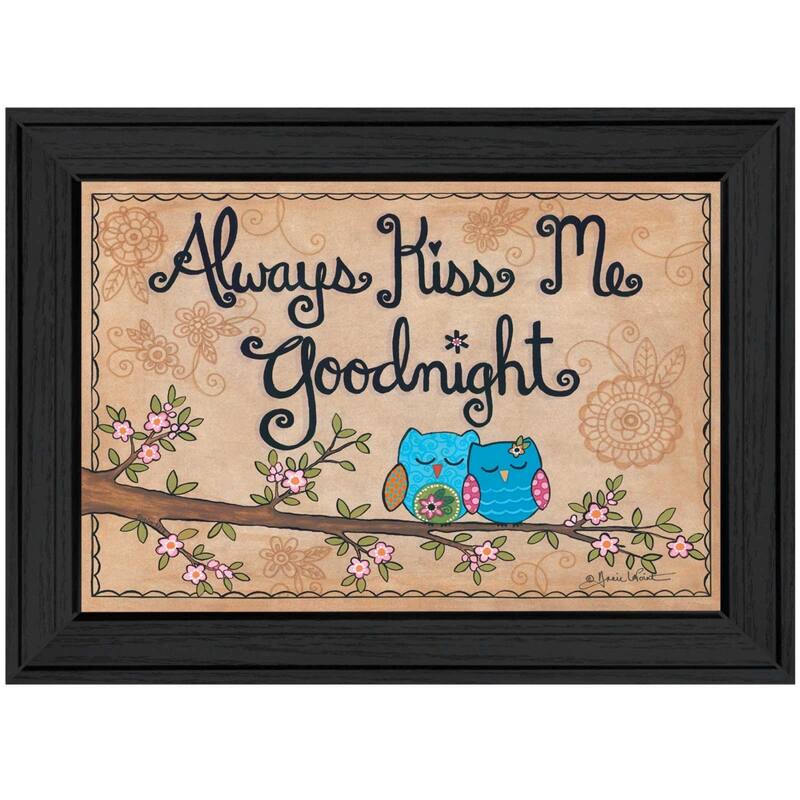 TrendyDecor4U Contemporary "Always Kiss Me Good Night" Framed Print Wall Art by Annie LaPoint - Charcoal