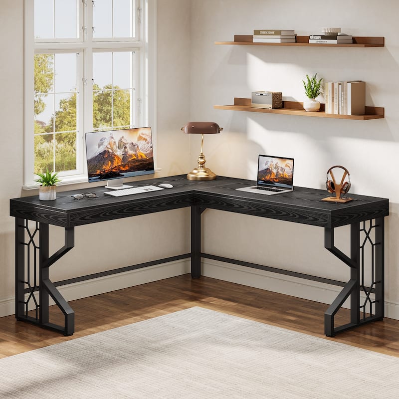 59 Inches Industrial L-Shape Home Office Desk