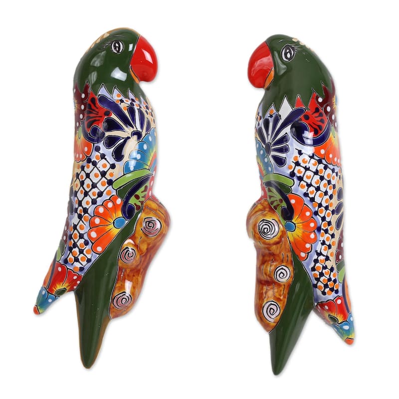 Novica Handmade Parrot Friends Ceramic Wall Sculptures (Pair)