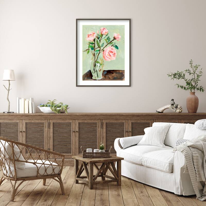 Tender Still Floral No. 2 by Melissa Wang Wood Framed Wall Art Print - Svelte Clay Grey