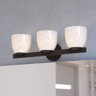 VAXCEL Bosworth Contemporary Bathroom Vanity Wall Light Fixture, White Alabaster Glass Shade, Dimmable, Reversible
