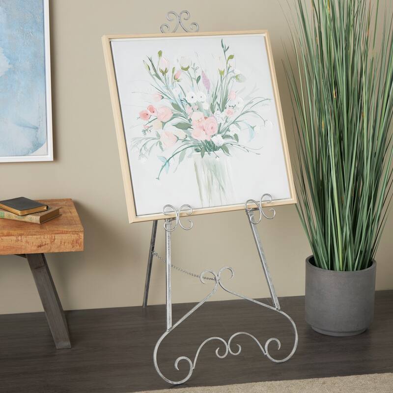 Gray Metal Large Adjustable 3 Tier Scroll Display Easel with Chain Support