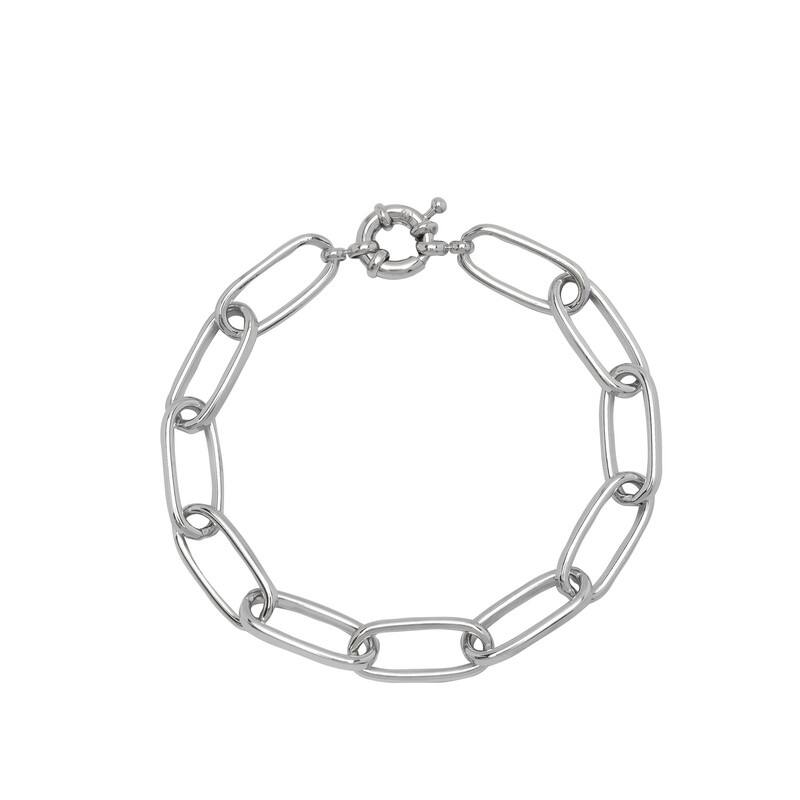 Victoria Townsend Silver Plated Smooth Oval Link Bracelet - 7.5 Inch - White