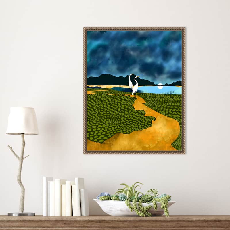 Great Egrets On Honeymoon Island by Uma Gokhale Framed Canvas Wall Art