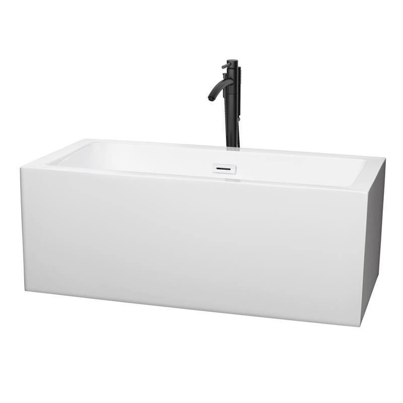 Wyndham Collection Melody 60-inch White Freestanding Soaking Bathtub