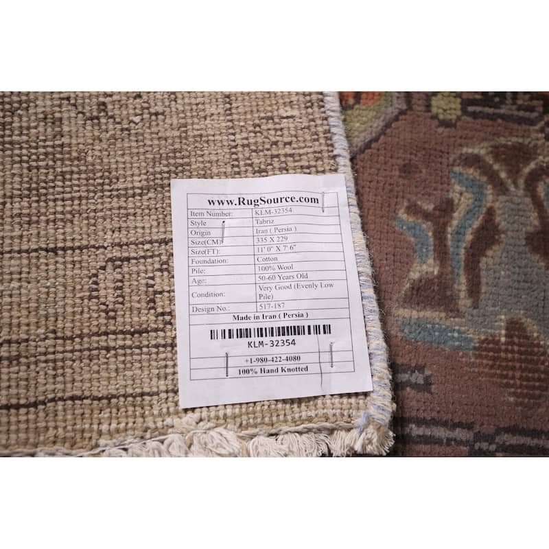 Geometric Tabriz Persian Vintage Area Rug Handmade Wool Carpet - 7'6"x 11'0"