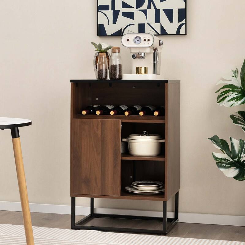 Costway Wine Storage Cabinet Buffet Sideboard with Adjustable Shelf & - See Details