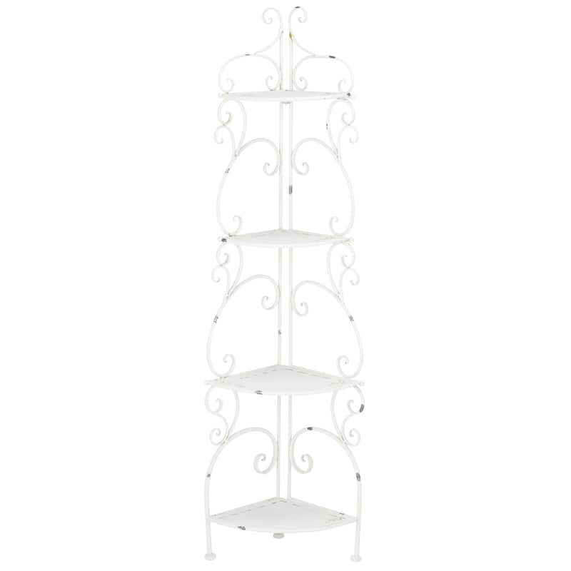 SAFAVIEH Outdoor Cielo 60" 4-Tier Corner Shelf - 13" W x 13" D x 60" H - 13Wx13Dx60H