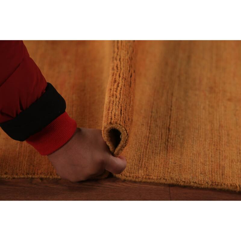 Orange Yellow Modern Gabbeh Oriental Area Rug Hand-Knotted Wool Carpet - 5'3" x 8'1"