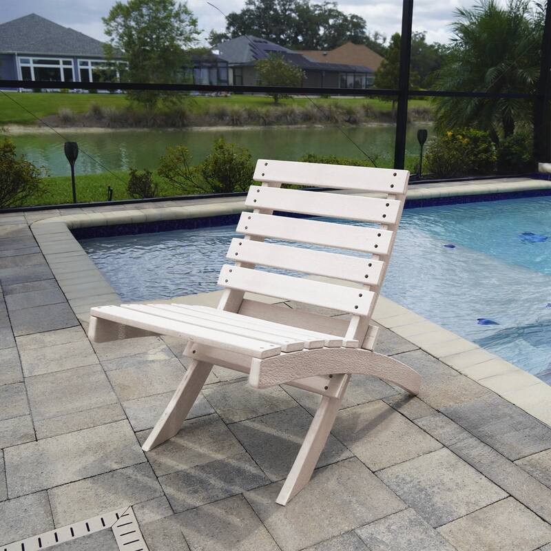 Grandcourt Fully Assembed All-Weather HDPE Outdoor Folding Patio Chair - Ivory
