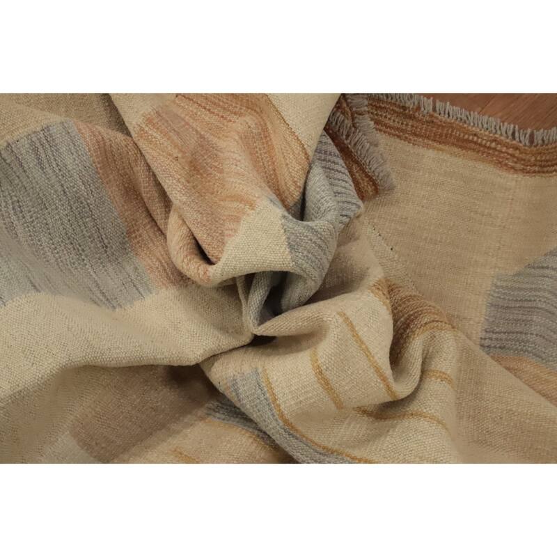Hand Woven Oriental 100% Wool Carpet Southwestern Modern Multi-Colored Kilim Area Rug - 9' 0'' X 5' 11''