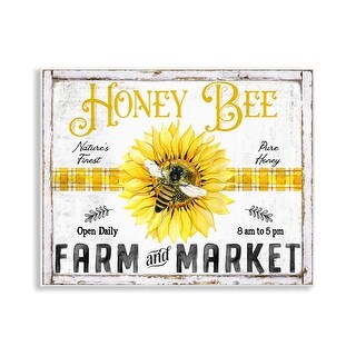 Stupell Rustic Honey Bee & Flower Wall Plaque Art Design By Creatif Belle