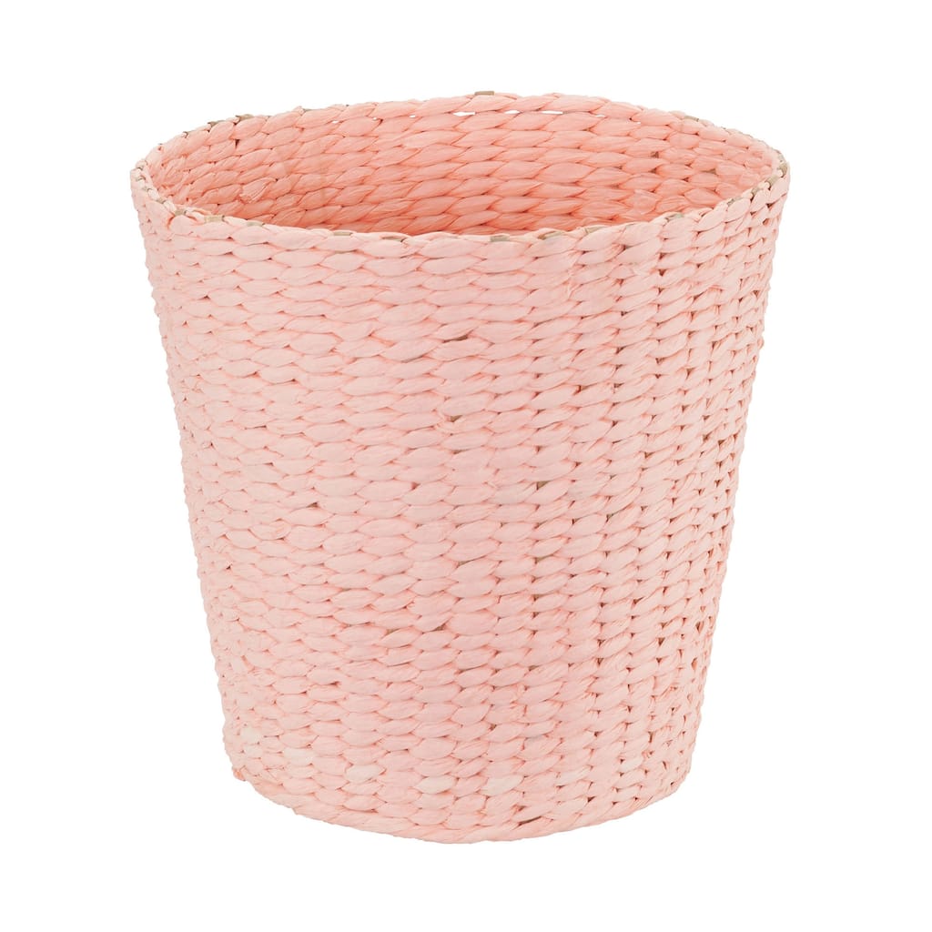 Household Essentials Waste Basket Trash Bin, Paper Rope, Pink
