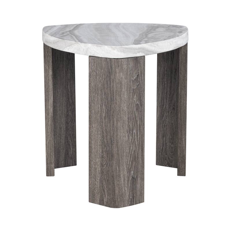 Furniture of America Elric Modern Grey and Brown Wooden Triangular End Table