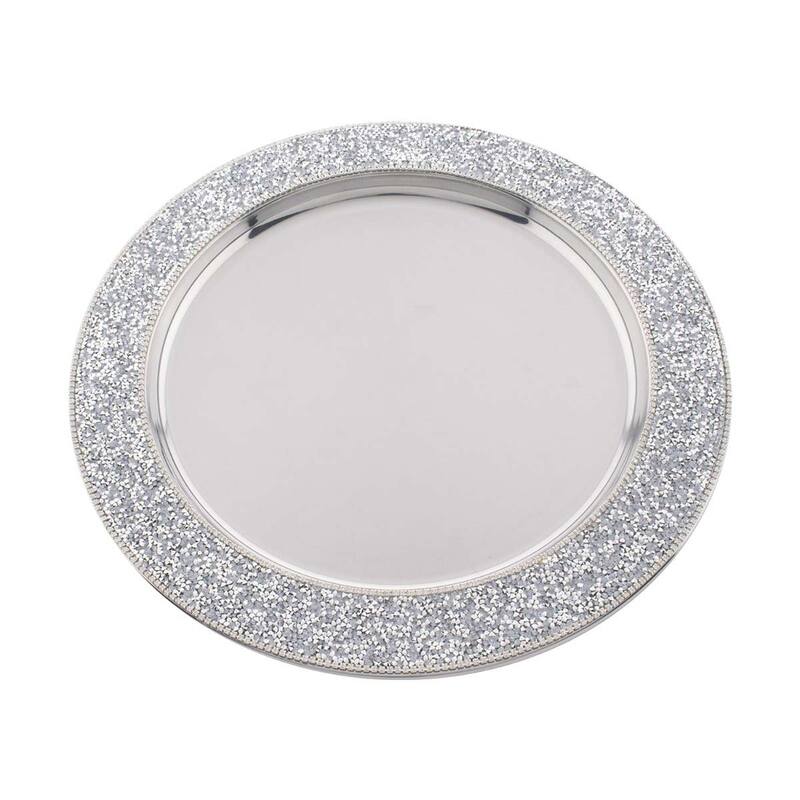 Sparkles Home Luminous Rhinestone Charger Plate - Silver