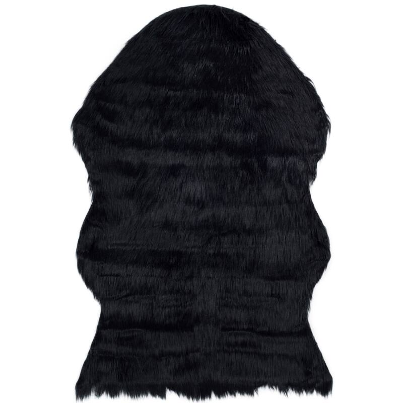 SAFAVIEH, Faux Sheep Idith Shona 2.4-inch Thick Rug - 2' x 3' - Black