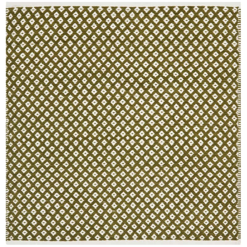 SAFAVIEH Handmade Boston Shirine Coastal Cotton Flatweave Rug - 4' Square - Olive