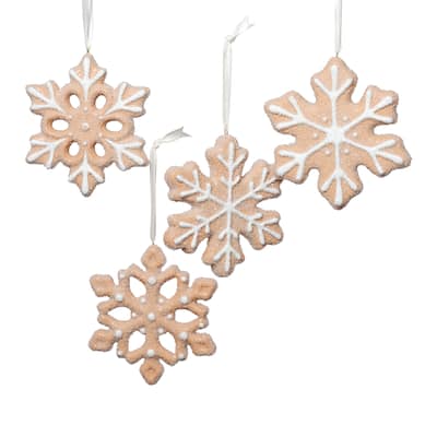Assorted Cookie Christmas Ornaments, 8 Hanging Pieces (2 Sets of 4), Snowflake