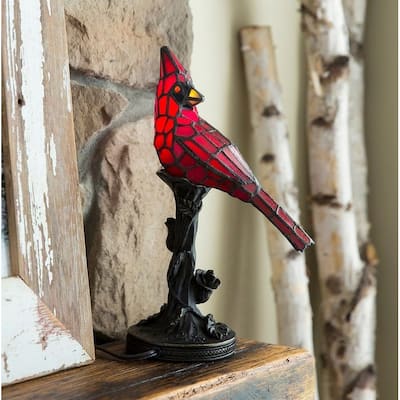 River of Goods Red Stained Glass 13-inch Cardinal Accent Lamp - 8"L x 4.5"W x 13.5"H