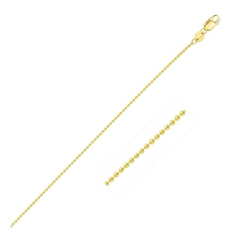 14k Yellow Gold Bead Chain Necklace 1.0mm