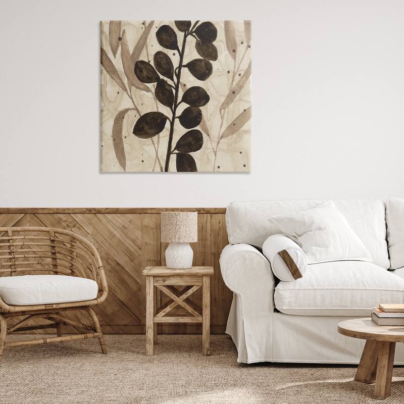 Stupell Beige & Brown Natural Leaves Canvas Wall Art Design By Krinlox