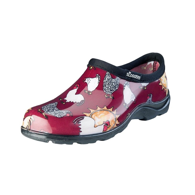 Sloggers 5116CBR09 Women s Chicken Print Garden Shoes Barn Red Size 9