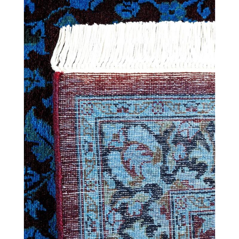Overton Hand Knotted Wool Vintage Inspired Modern Contemporary Overdyed Blue Runner Rug - 2' 6" x 12' 1"