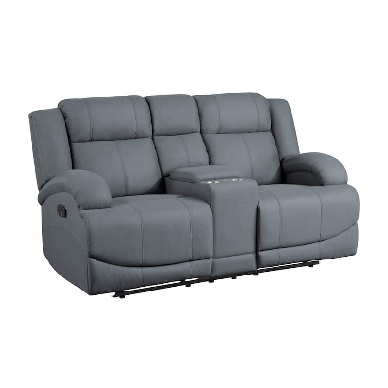 Sherwood Manual Double Reclining Loveseat - Graphite Blue