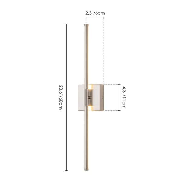 dimension image slide 5 of 13, 1-Light Black/ Gold/ Nickel Modern Long Linear Strip Wall Sconce Dimmable LED Bathroom Vanity Light