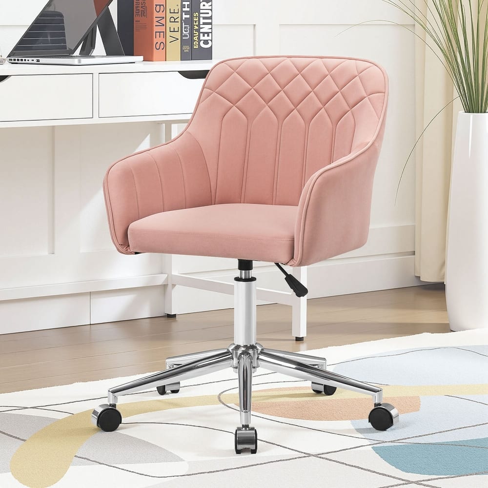 Javlergo 360° Swivel Rolling Chair Adjustable Height Modern Accent Chair with Silent Wheels for Living Room Office Guest Seating