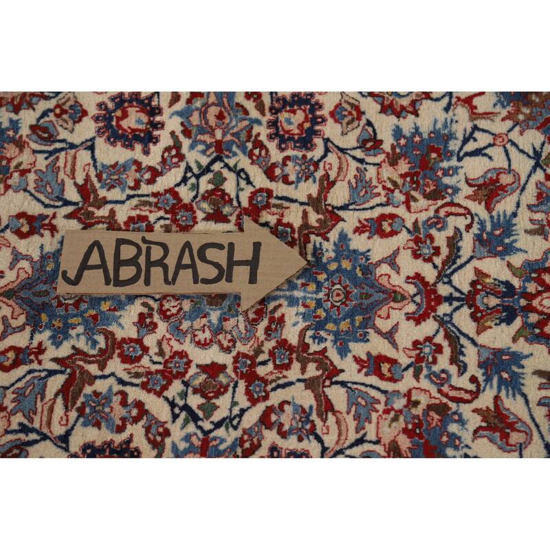 Hand Knotted Oriental 100% Wool Carpet Traditional All-Over Beige & Ivories Nain Area Rug - 11' 1'' X 7' 4''