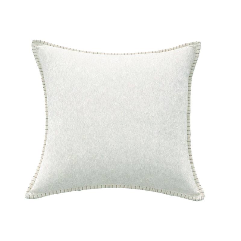 Textured Throw Pillow with Stitched Contrast Edge Set of 2 - White