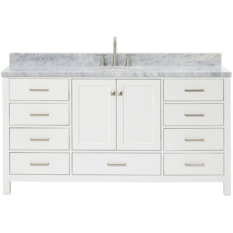 Ariel A067SCWOVO Cambridge 67" Free Standing Single Oval Basin Vanity - White - Colored
