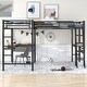 preview thumbnail 3 of 11, Twin Size Metal Loft Bed with Built-in Desks and Guardrails, Black